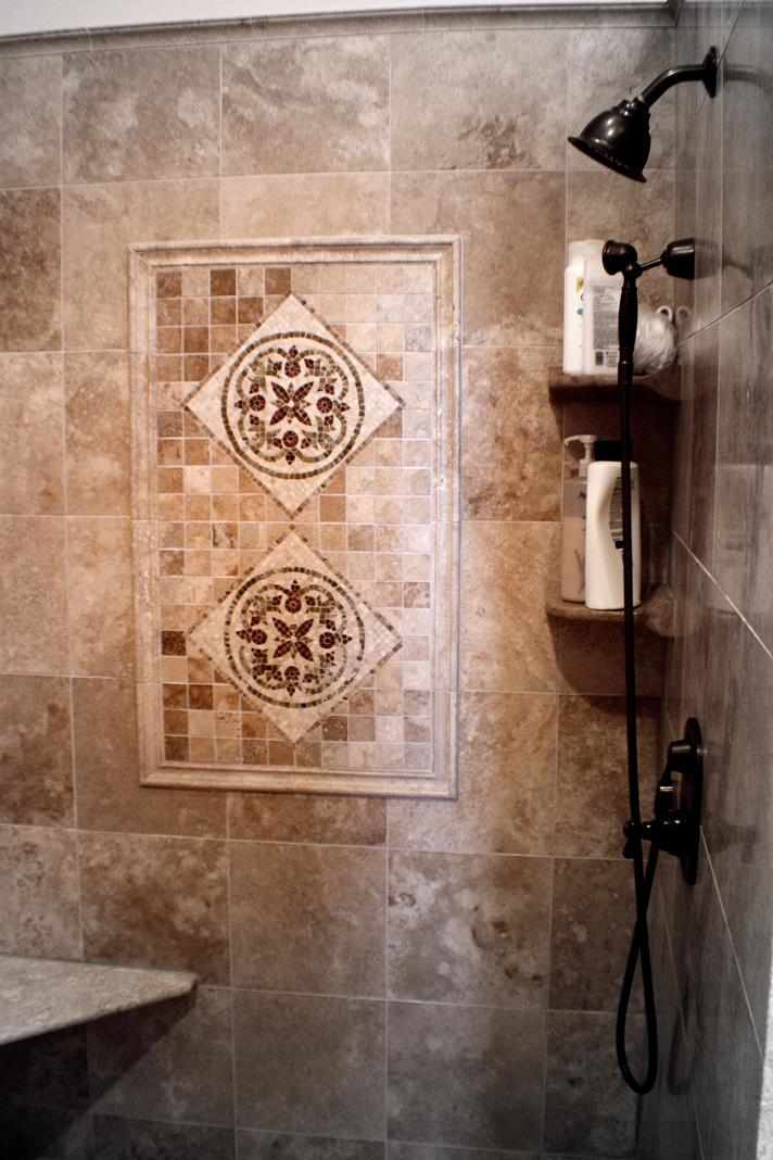 Traditional Shower Wall Motif - JW Construction & Design Studio Services